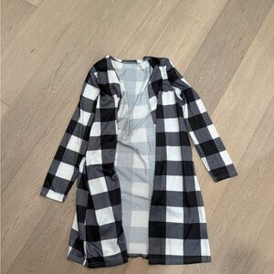 Black and White Checkered Women's Coat